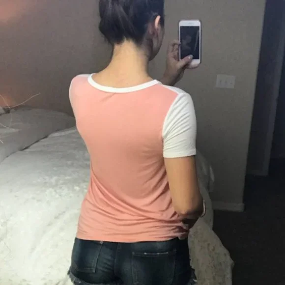 Pink Colorblock Short Sleeve Tee - Picture 4 of 8